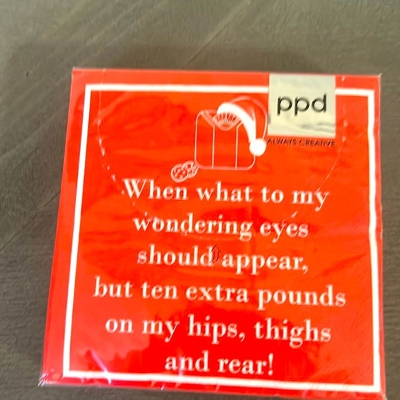 PPD Other - This image shows a red cocktail napkin with a humorous holiday-themed poem